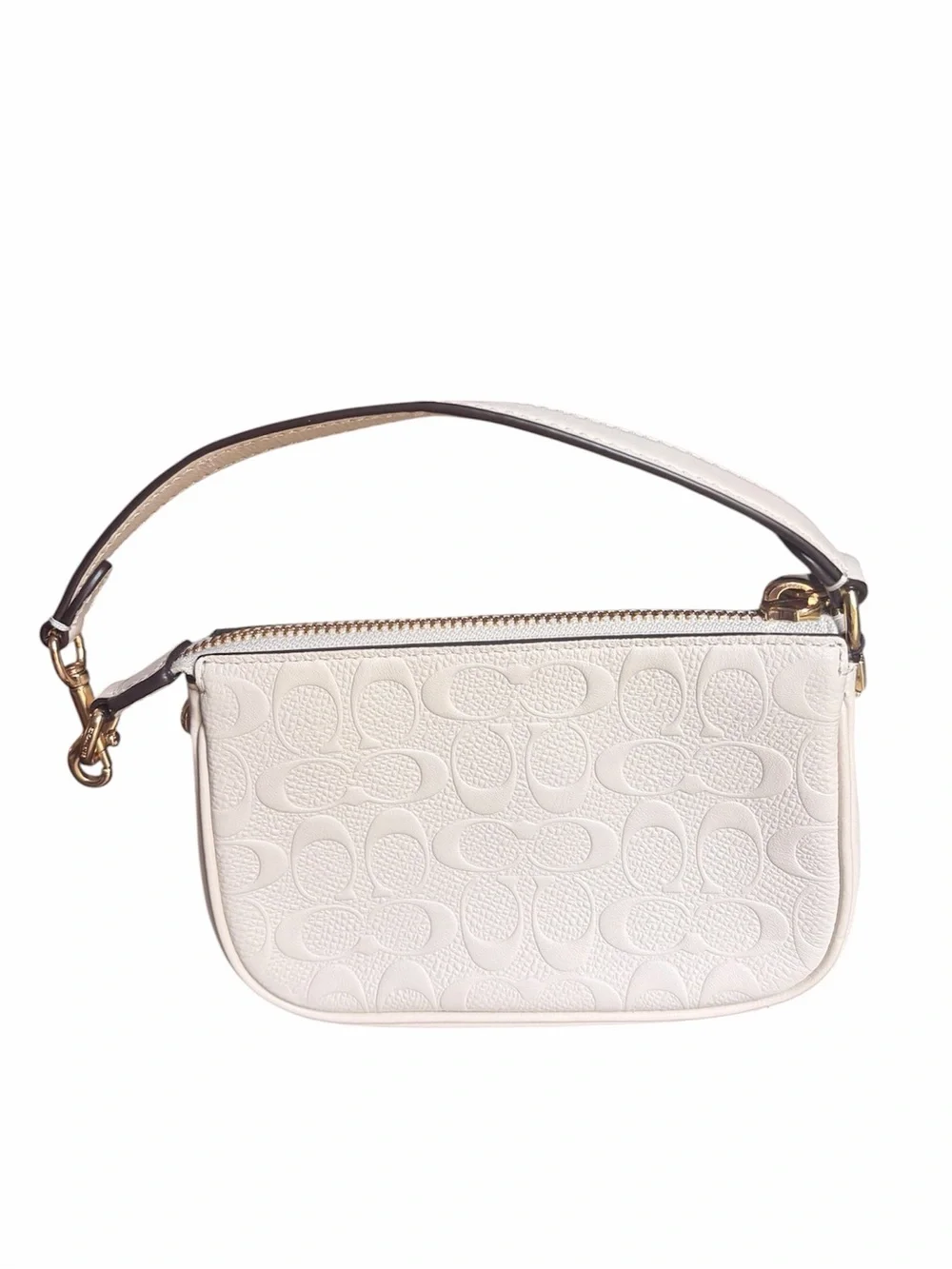 Coach Nolita 15 White Signature Embossed Mini Wristlet
